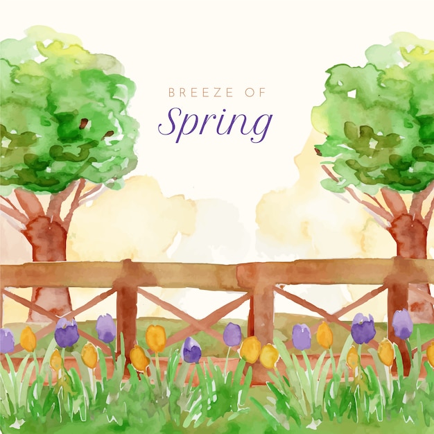 Free Vector watercolor spring illustration