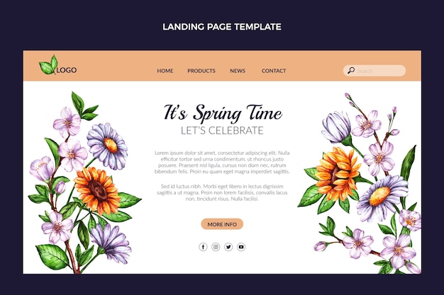 Free Vector watercolor spring landing page template