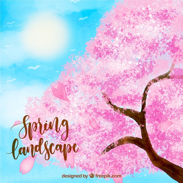 Free vector watercolor spring landscape