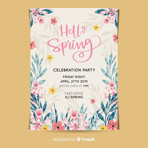 Watercolor spring party poster