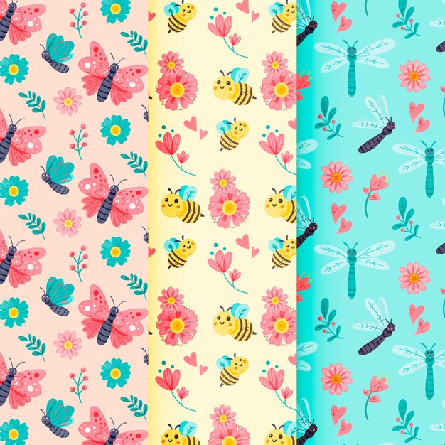 Watercolor spring pattern collection