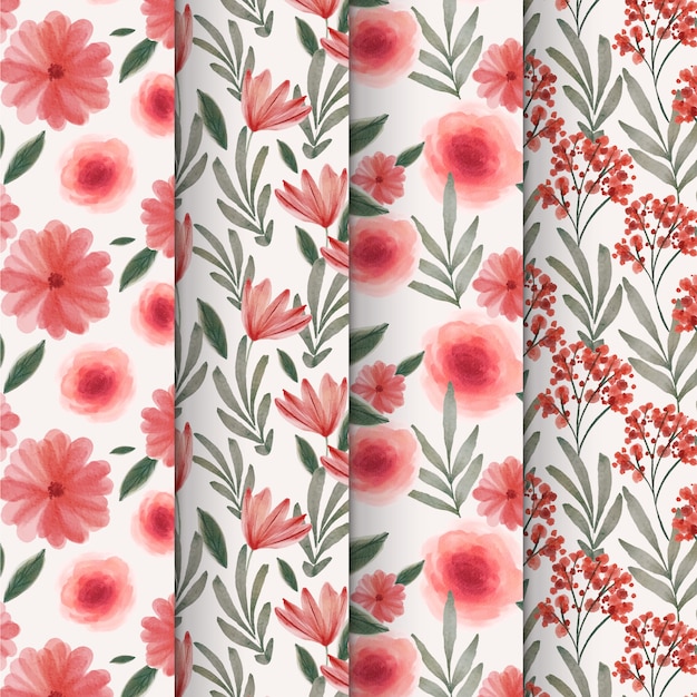 Watercolor spring pattern collection