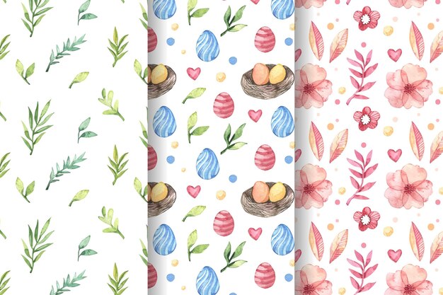 Watercolor spring pattern collection