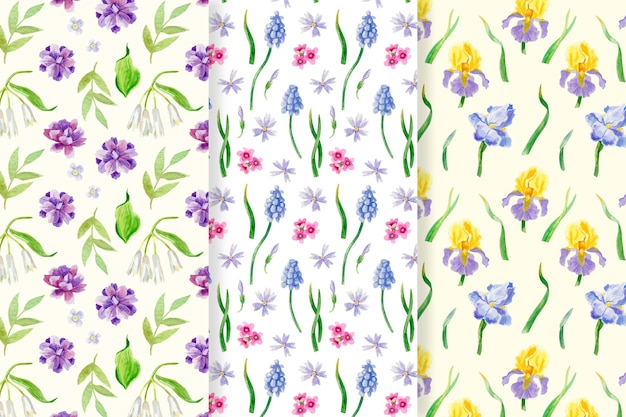 Free Vector watercolor spring pattern collection