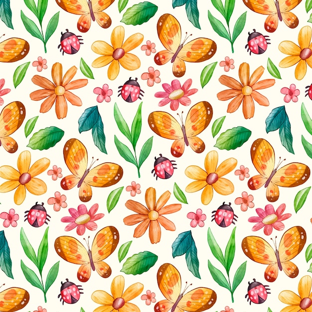 Watercolor spring pattern design