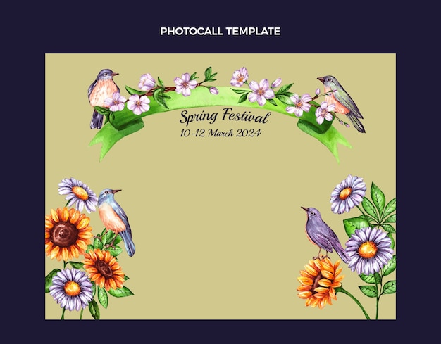 Free vector watercolor spring photocall template