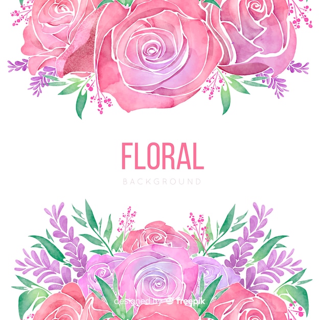 Watercolor spring roses background