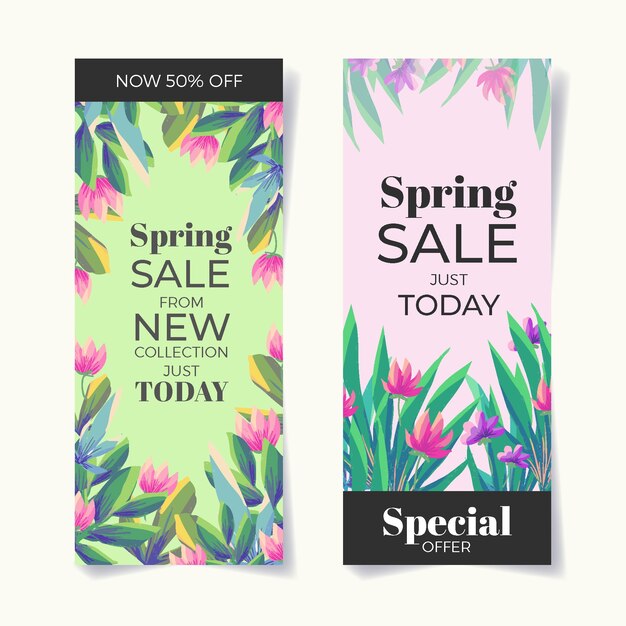 Watercolor spring sale banners