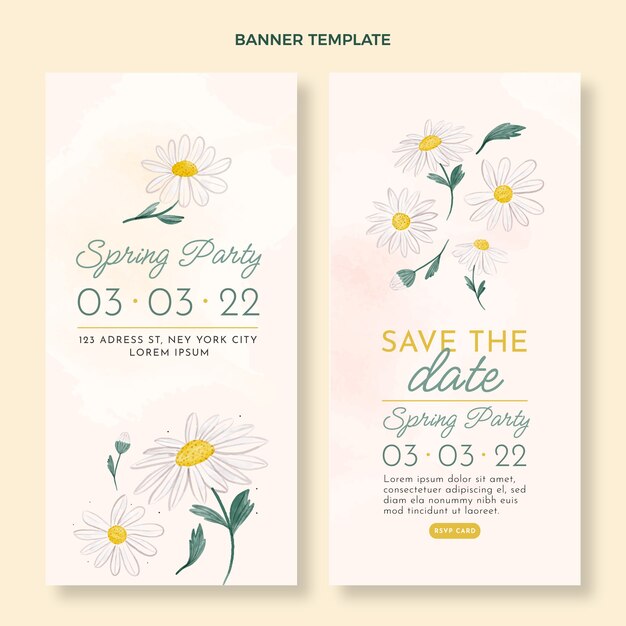 Watercolor spring vertical banners set