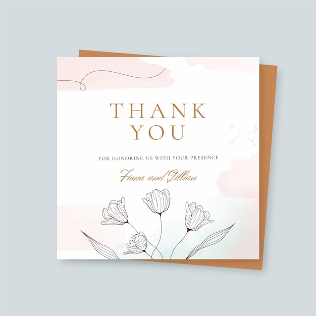 Watercolor squared flyer thank you card