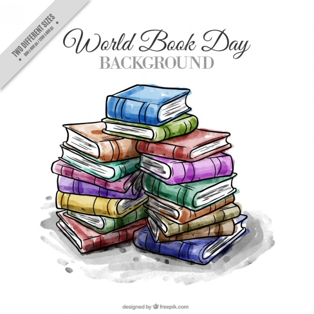 Free Vector watercolor stacked books background