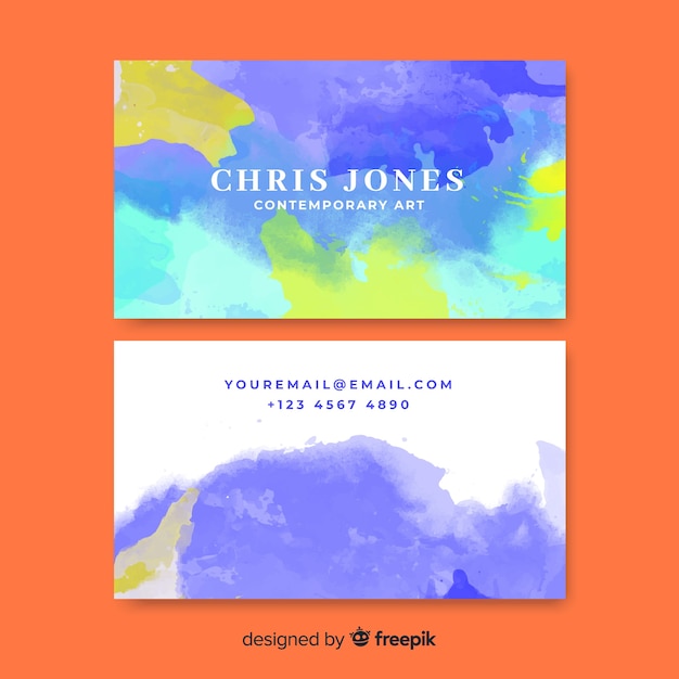 Watercolor stains business card template