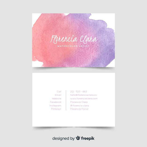 Watercolor stains business card template