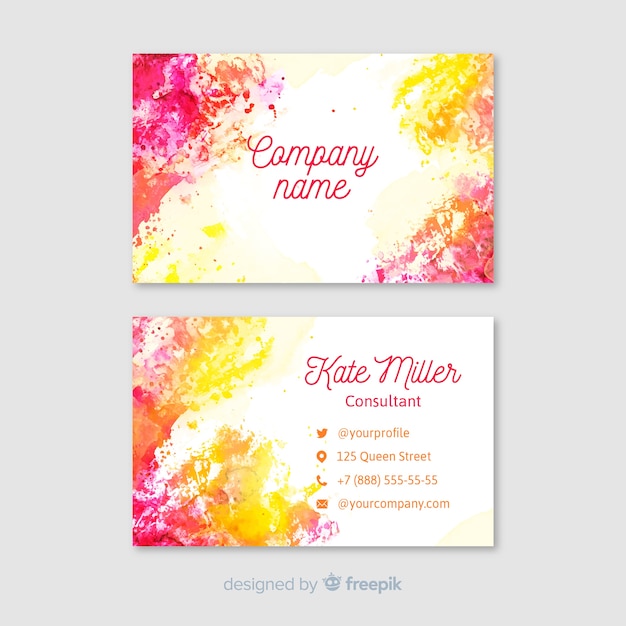 Watercolor stains business card template