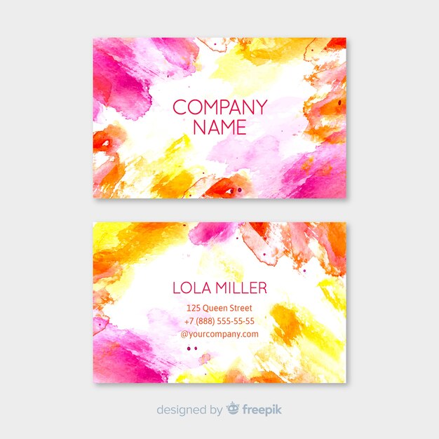 Watercolor stains business card template