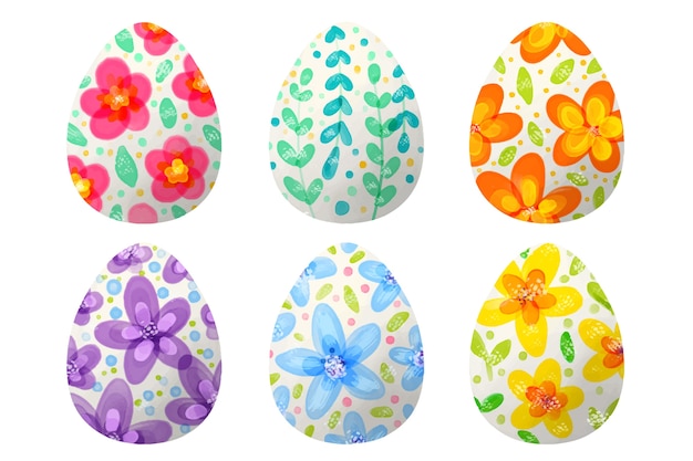 Free Vector watercolor style easter day egg set