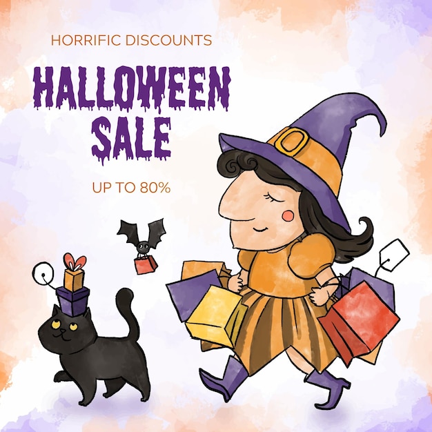 Free vector watercolor style halloween sale