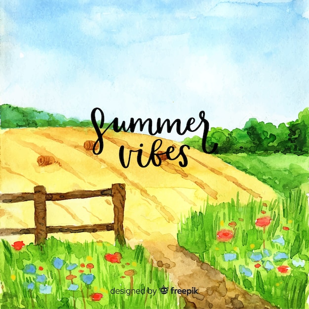 Free Vector watercolor style natural landscape background