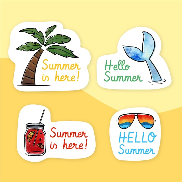 Free Vector watercolor style summer labels