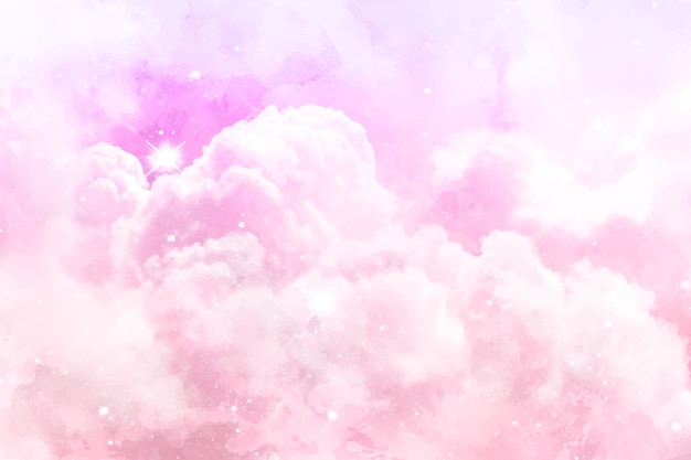 Watercolor sugar cotton clouds background