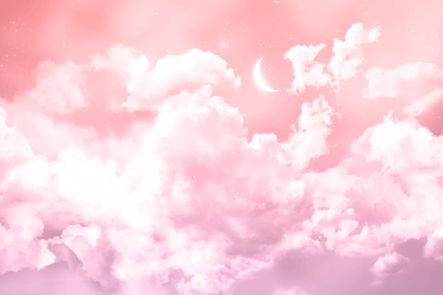 Watercolor sugar cotton clouds background