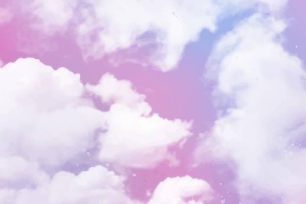 Free vector watercolor sugar cotton clouds background