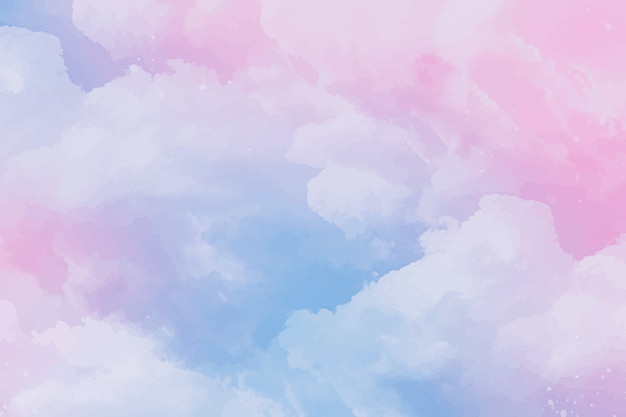 Watercolor sugar cotton clouds background