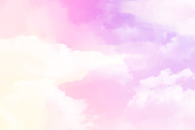 Watercolor sugar cotton clouds background