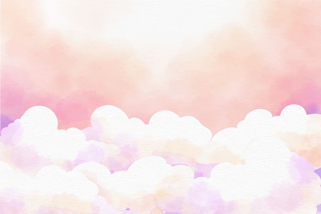 Free vector watercolor sugar cotton clouds background