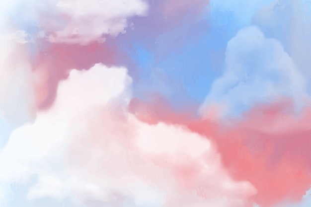 Watercolor sugar cotton clouds background