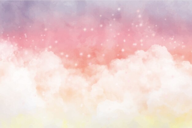 Watercolor sugar cotton clouds background