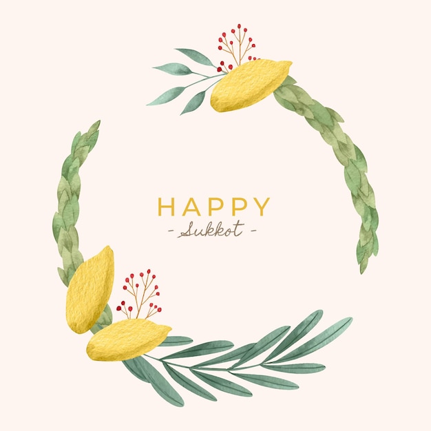 Free Vector watercolor sukkot frame template