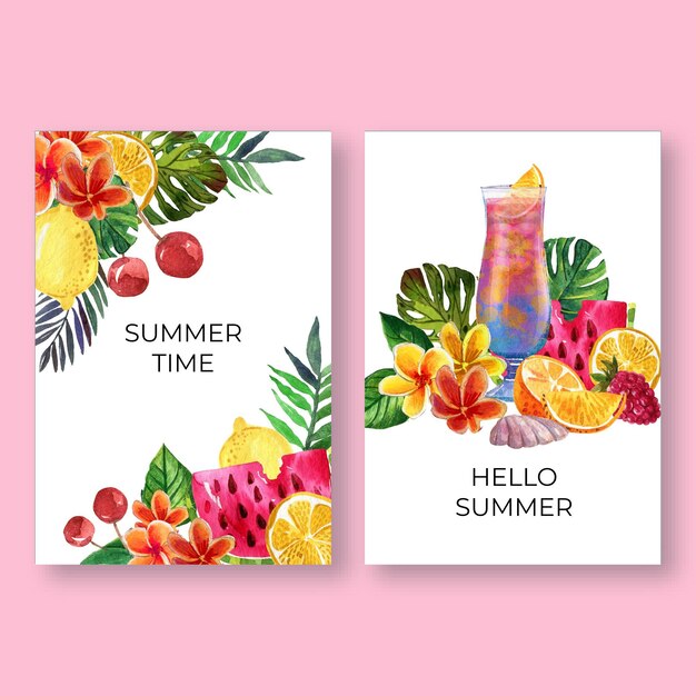 Watercolor summer cards