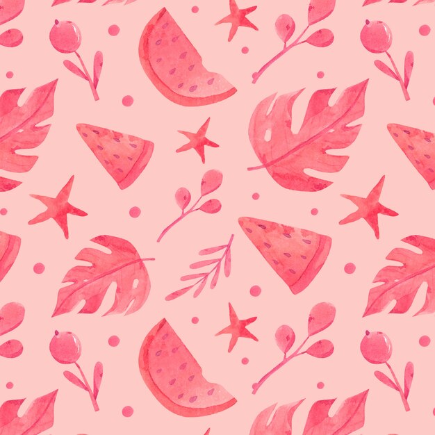 Watercolor summer duotone pattern design