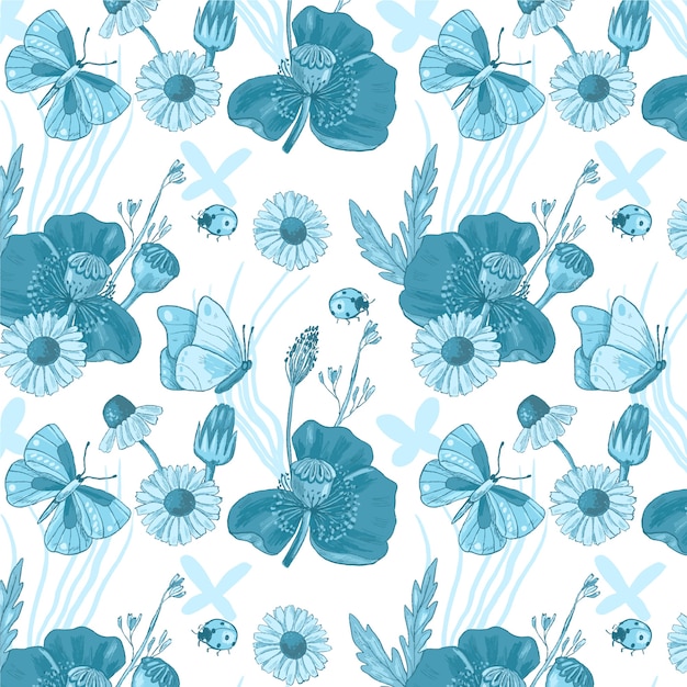 Watercolor summer duotone pattern