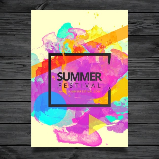 Free vector watercolor summer festival poster template