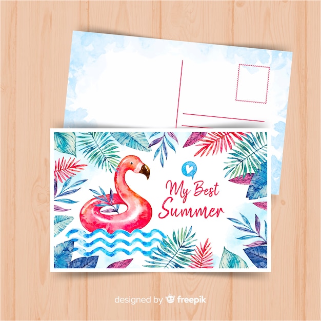 Free Vector watercolor summer holiday postcard