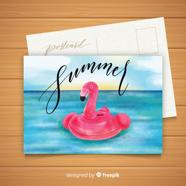 Free Vector watercolor summer holiday postcard