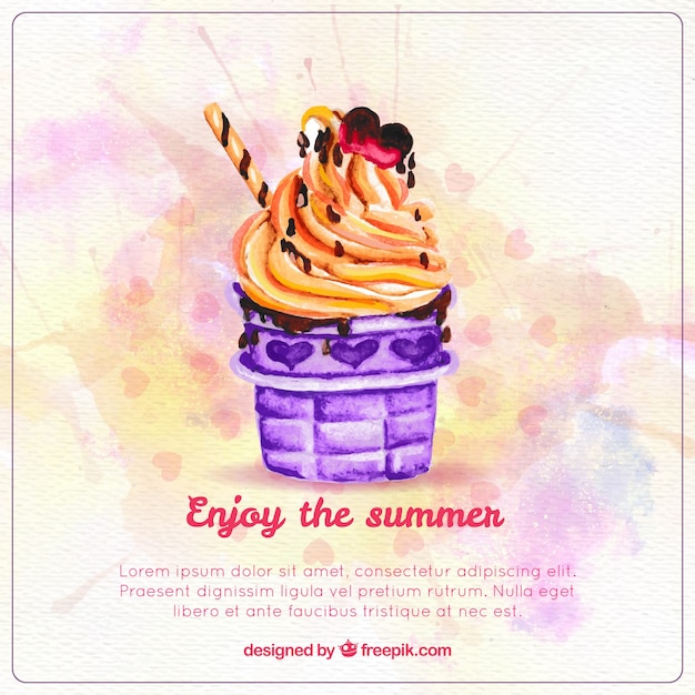 Watercolor summer ice cream