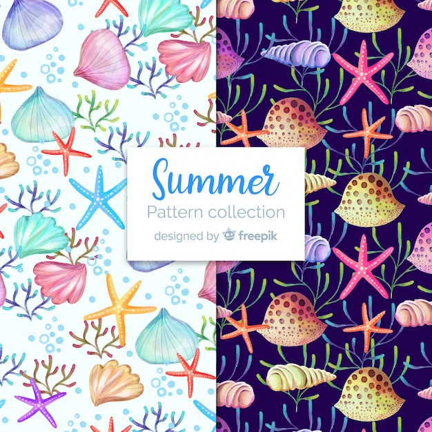 Free vector watercolor summer pattern collection