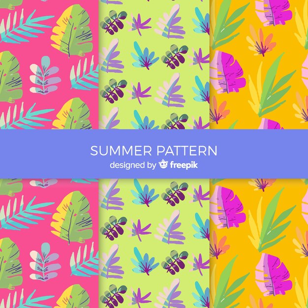 Watercolor summer pattern collection