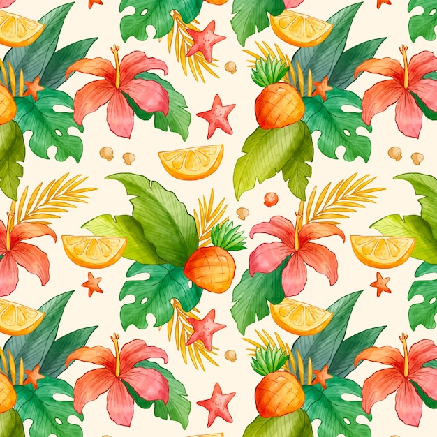 Free Vector watercolor summer pattern design