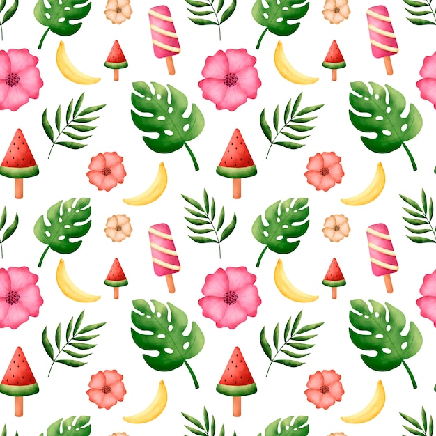 Free Vector watercolor summer pattern design