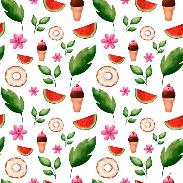 Free vector watercolor summer pattern design