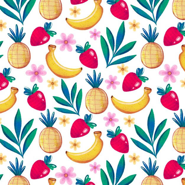 Watercolor summer pattern illustration