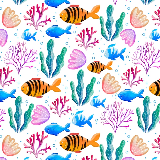 Watercolor summer pattern illustration