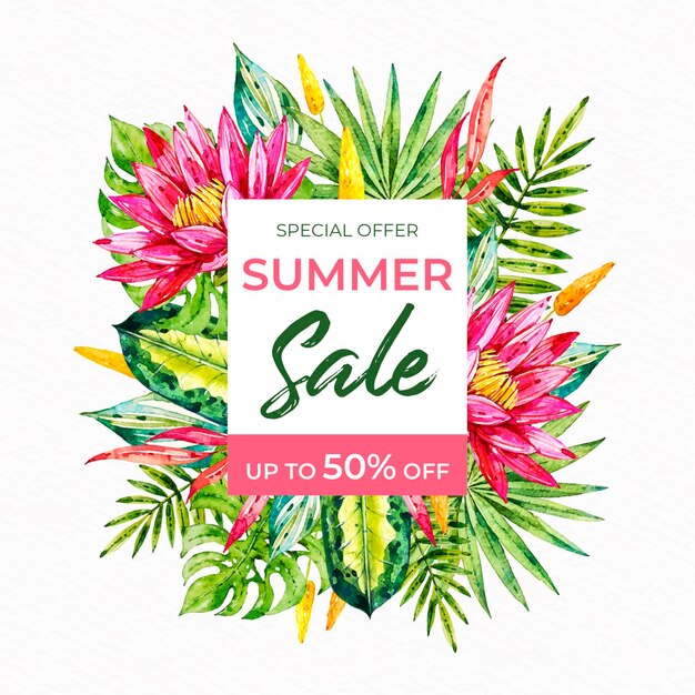 Watercolor summer sale conept