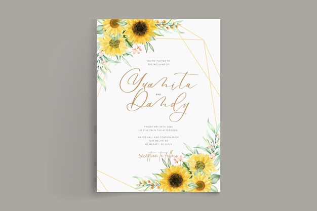 Free Vector watercolor sun flower background frame card