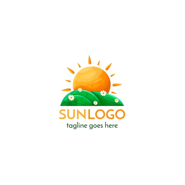 Watercolor sun logo design