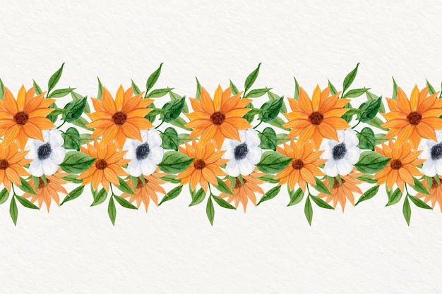 Free vector watercolor sunflower border